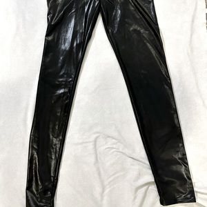 Pleather faux leather leggings.